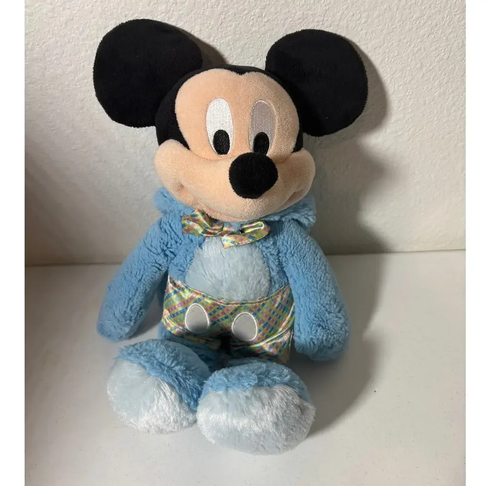 Disney Store Mickey Mouse in Blue Bunny Costume Plush Easter Stuffed Animal Toy